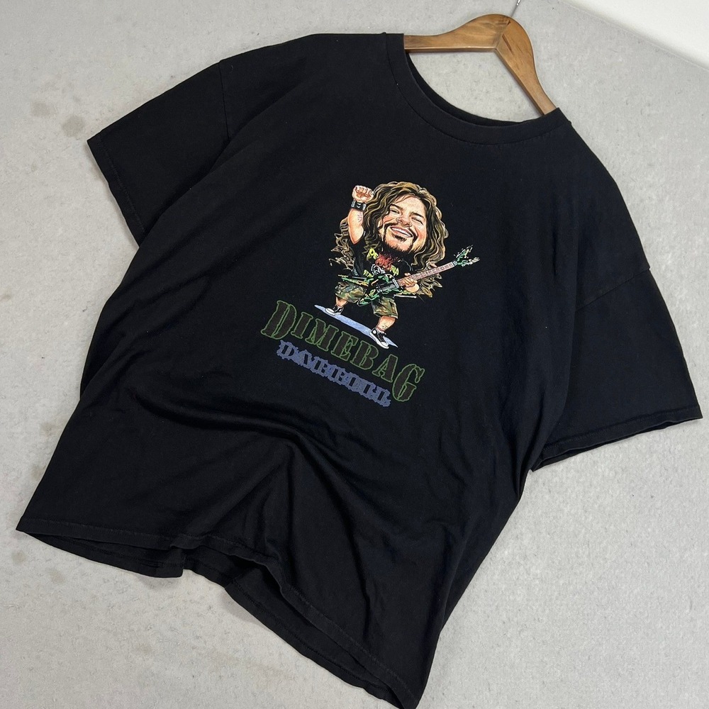 Dimebag Darrell Pantera Caricature Graphic T-Shirt Mens 2XL Black Thrash Metal